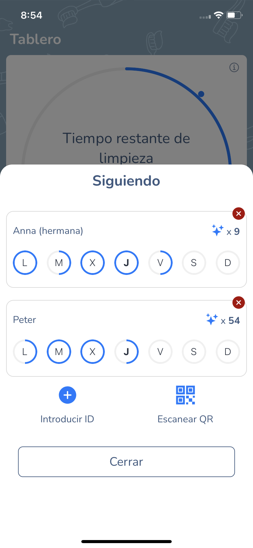 Seguimiento de familiares y amigos en MinDent